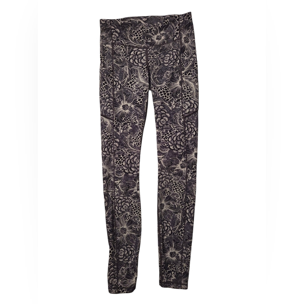Lululemon Speed Up Full On Luxtreme Floral Tight - Women's Size 4 - Black White
